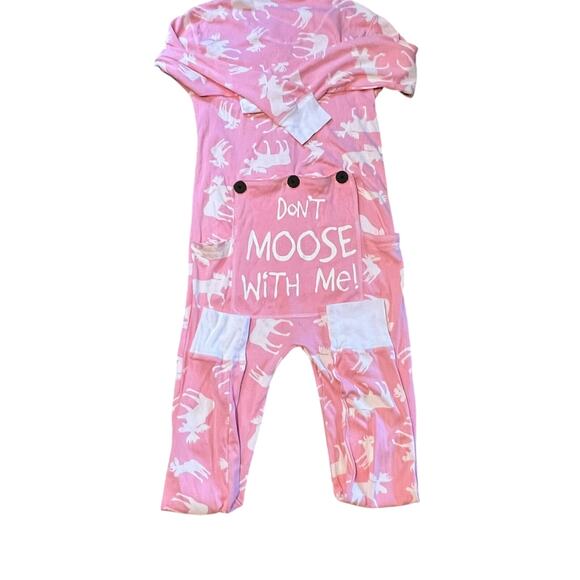 Lazy One Classic Moose Adult Pink One Piece Flapjack. Women's Size Medium - Picture 4 of 8